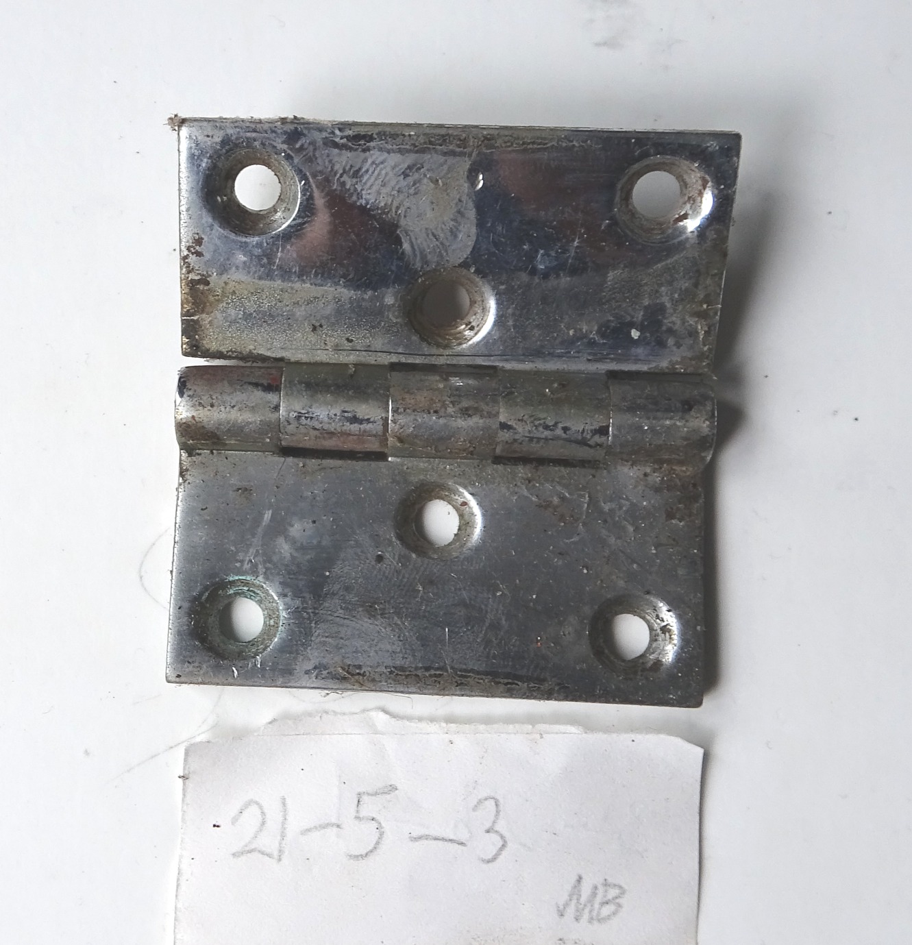 (image for) Brass/chrome boot-lid hinge.