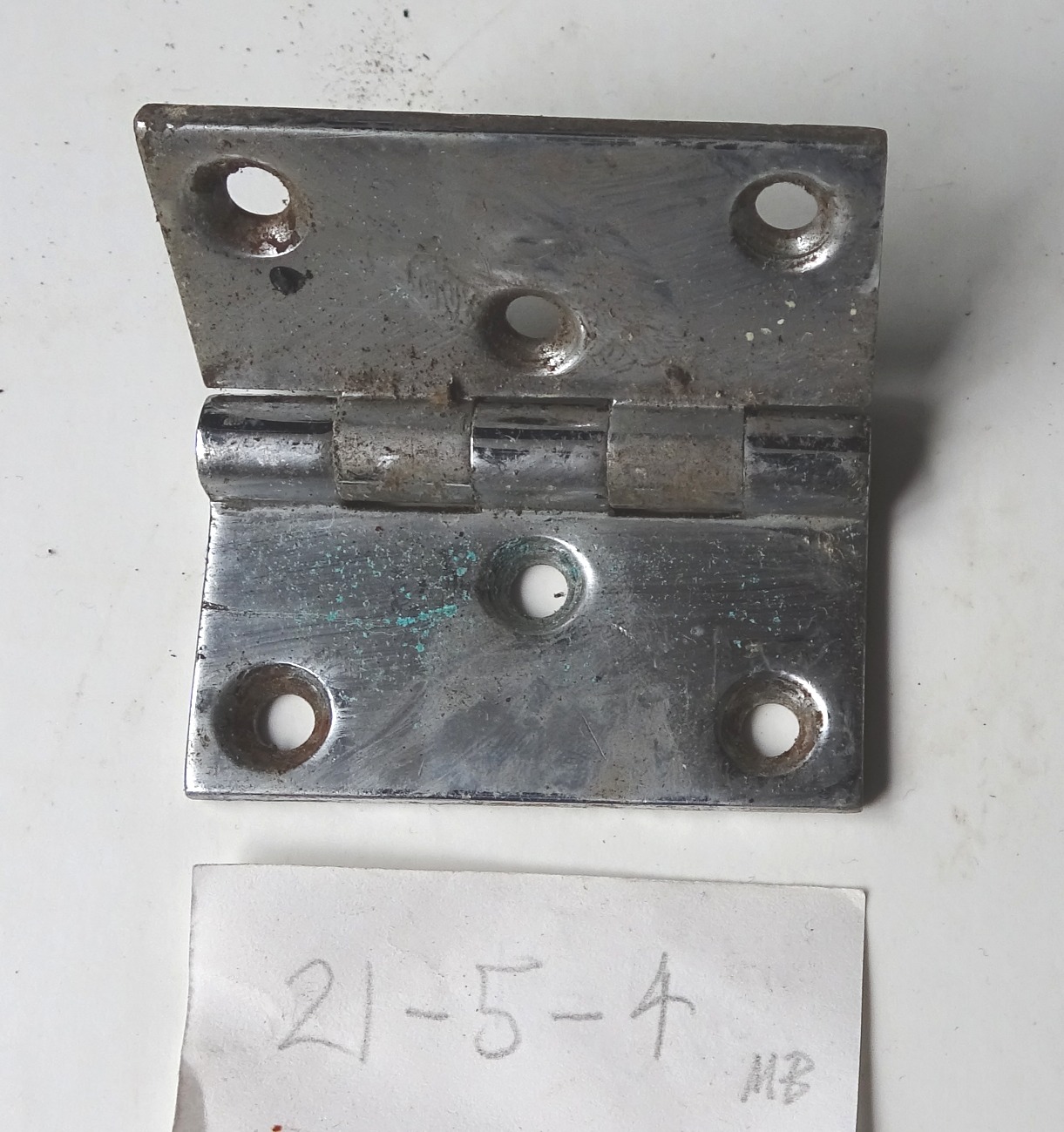 (image for) Brass/chrome boot-lid hinge.